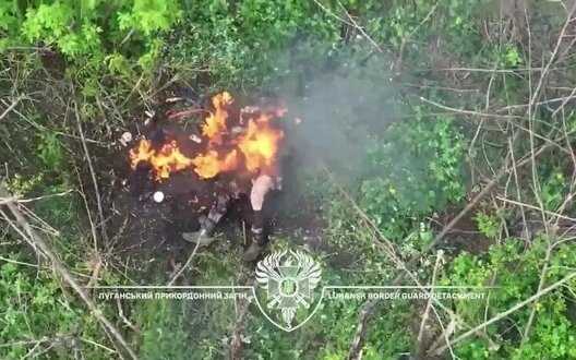 Occupier is burning alive in Bakhmut direction. VIDEO