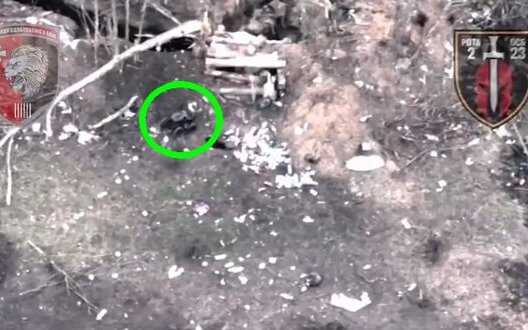 Ground-based drone places anti-tank mines close to trenches with occupiers. VIDEO
