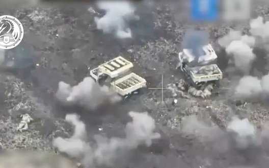Cluster munition hits two enemy assault groups on Chinese golf carts. VIDEO